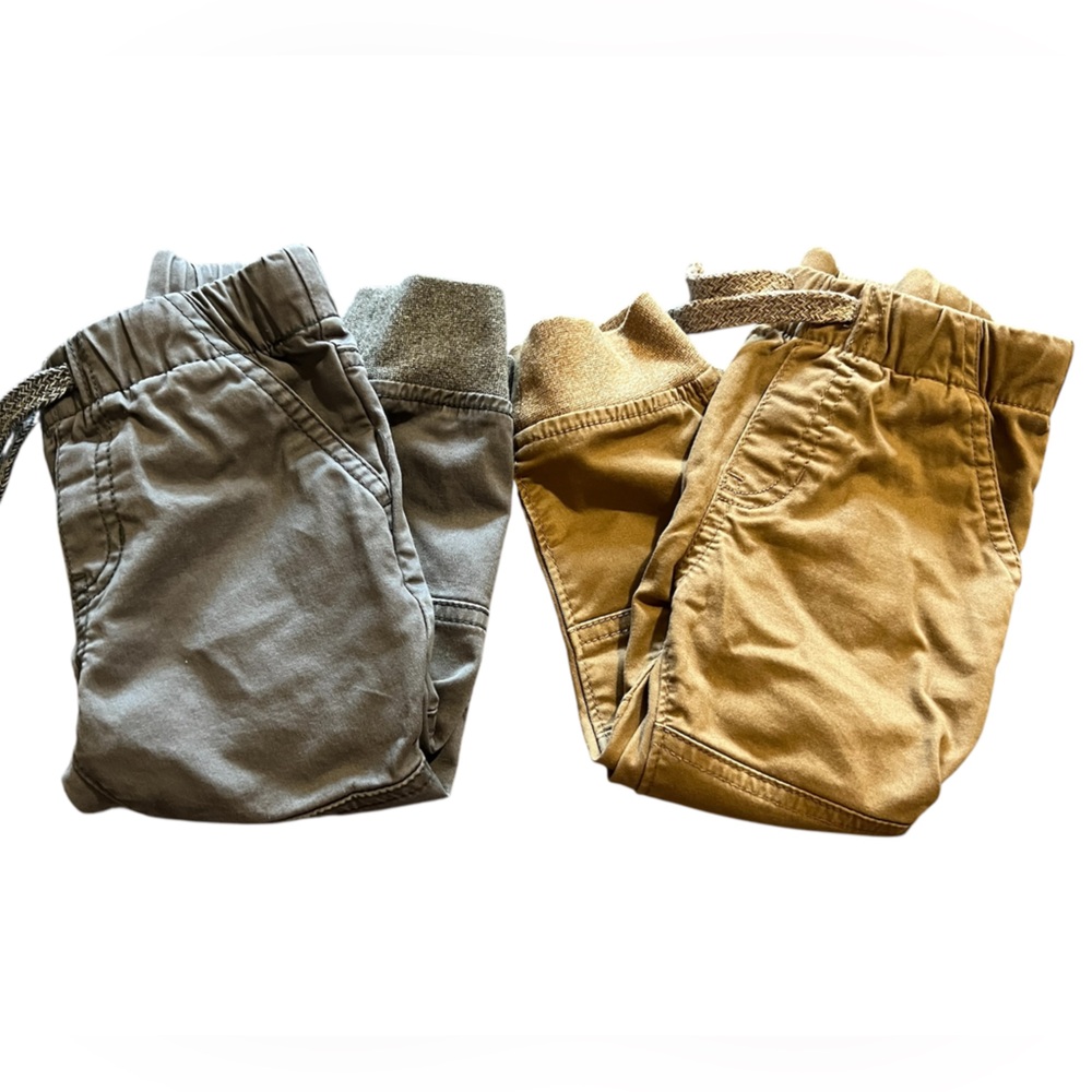 LIKE NEW - Cat & Jack Boys Joggers - Gray and Camel, Size 18 Months